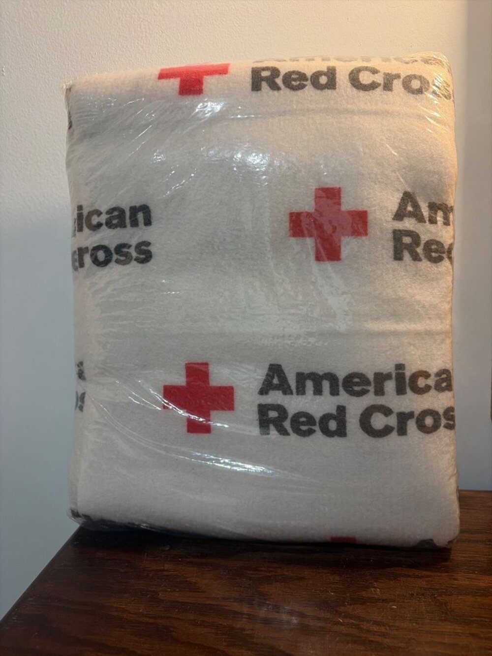 American Red Cross Emergency Fleece Blanket - New & Sealed White Red Cross Logo